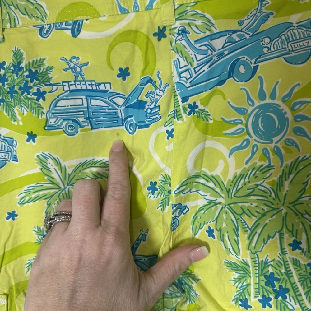 Lilly Pulitzer Crop Cargo Pants Cruisin Woody Car Beach Sz 0 RARE surf - Picture 6 of 6